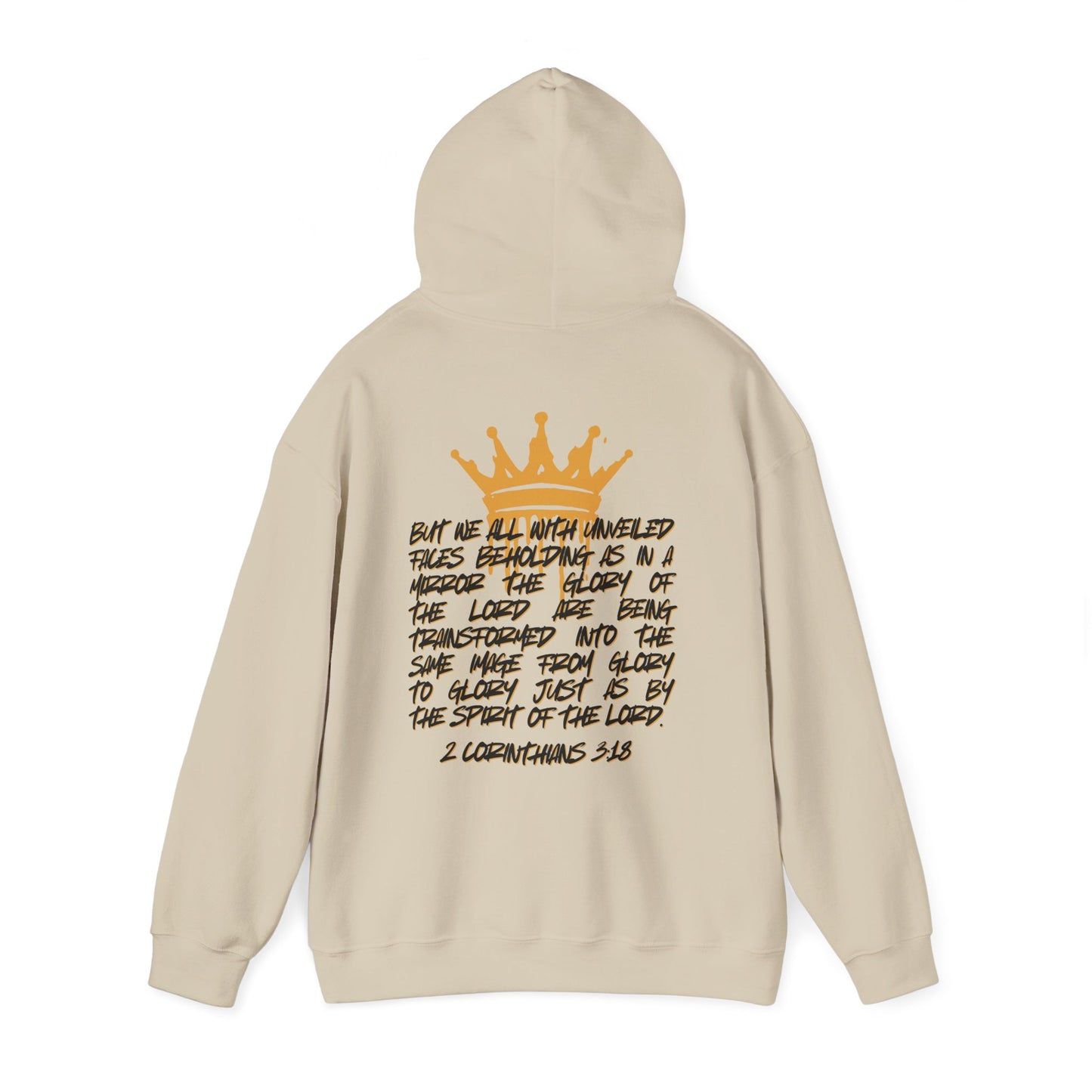 Logos Co. Glory to Glory hoodie in beige with scripture and crown graphic on the back