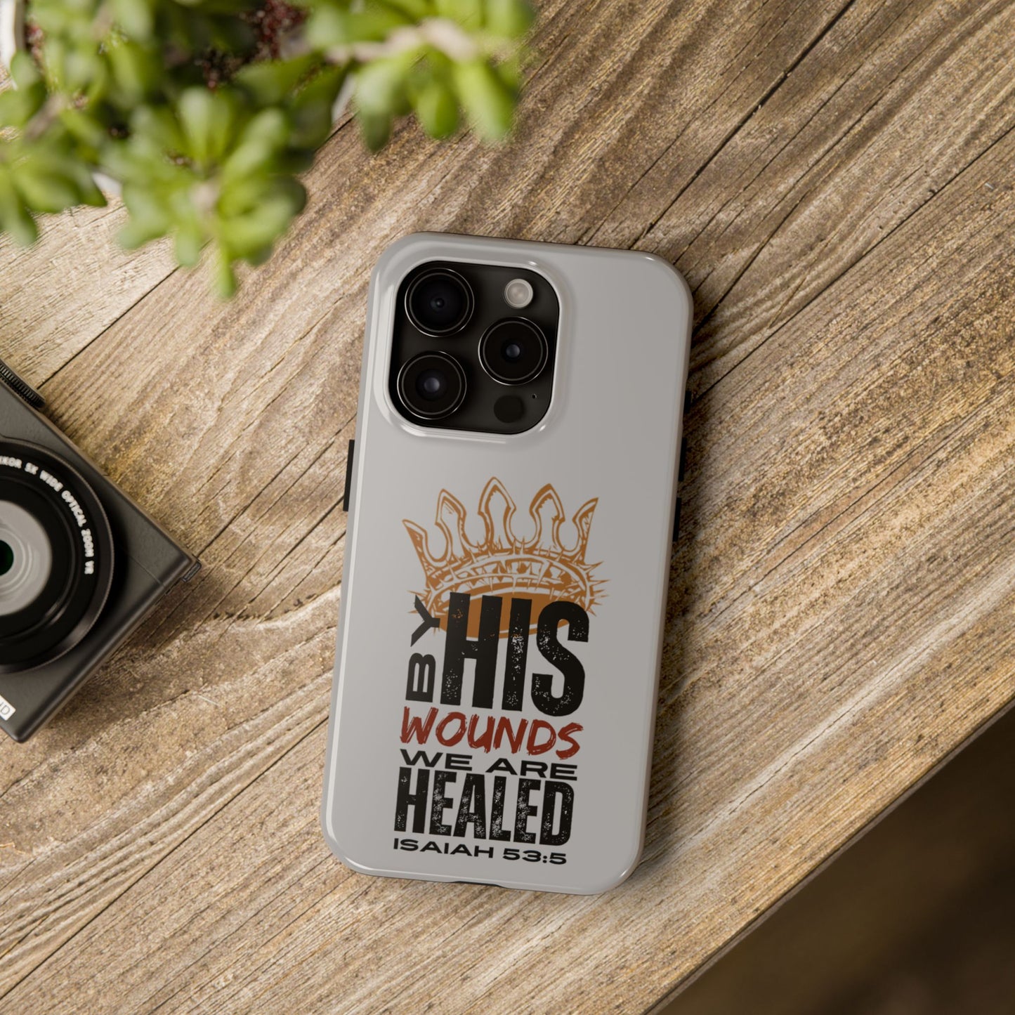 Logos Co. Gray Scripture Phone cover for iPhone with Christ our Healer design
