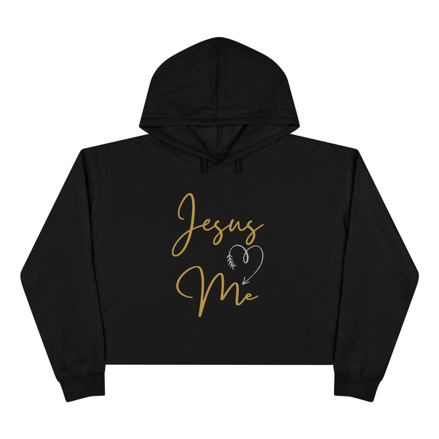 Black Jesus Loves Me crop hoodie with gold script and heart design by Logos