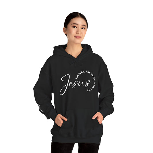 Black Jesus: The Way, The Truth, The Life hoodie with stylish script design for casual wear