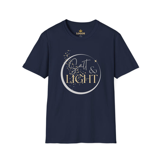 Navy Salt and Light Christian T-shirt for women featuring a stylish graphic design