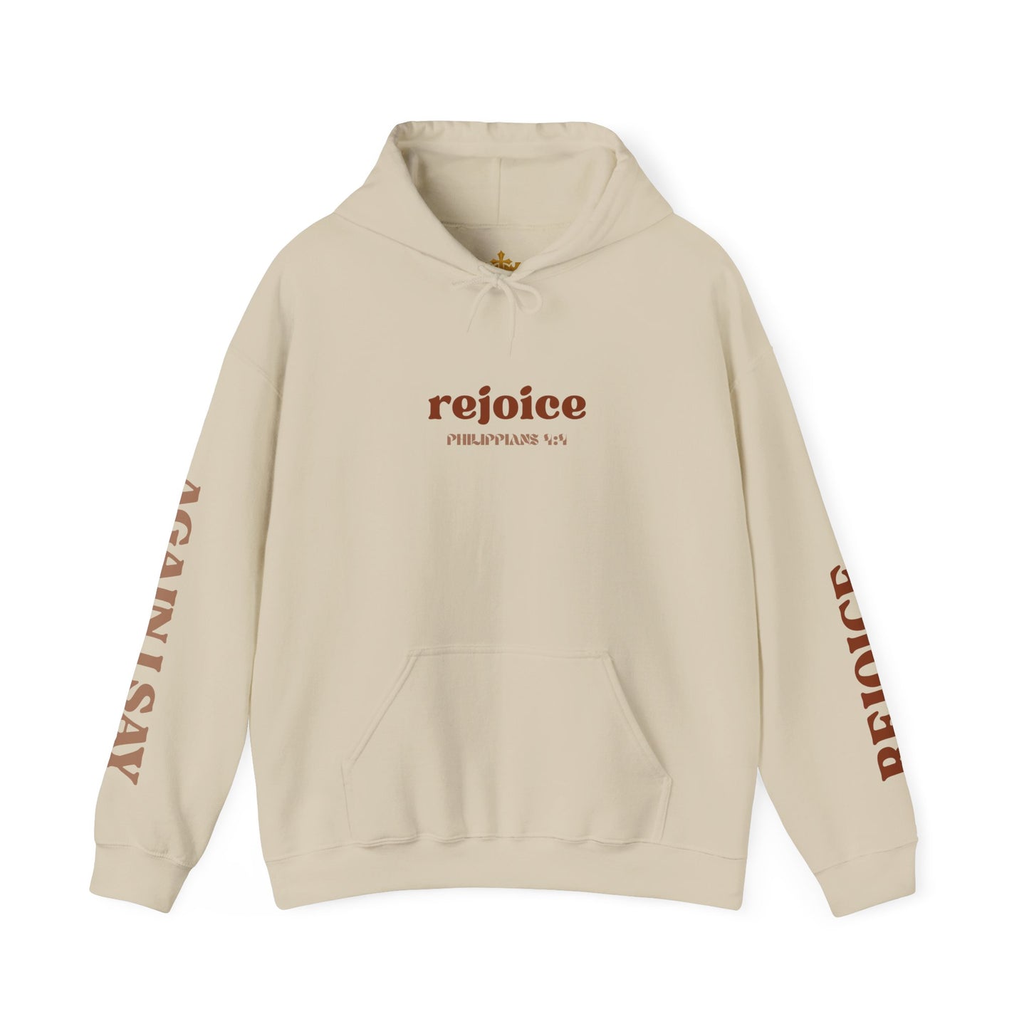 Beige Rejoice in the Lord sweatshirt featuring a stylish design and comfortable fit for everyday wear