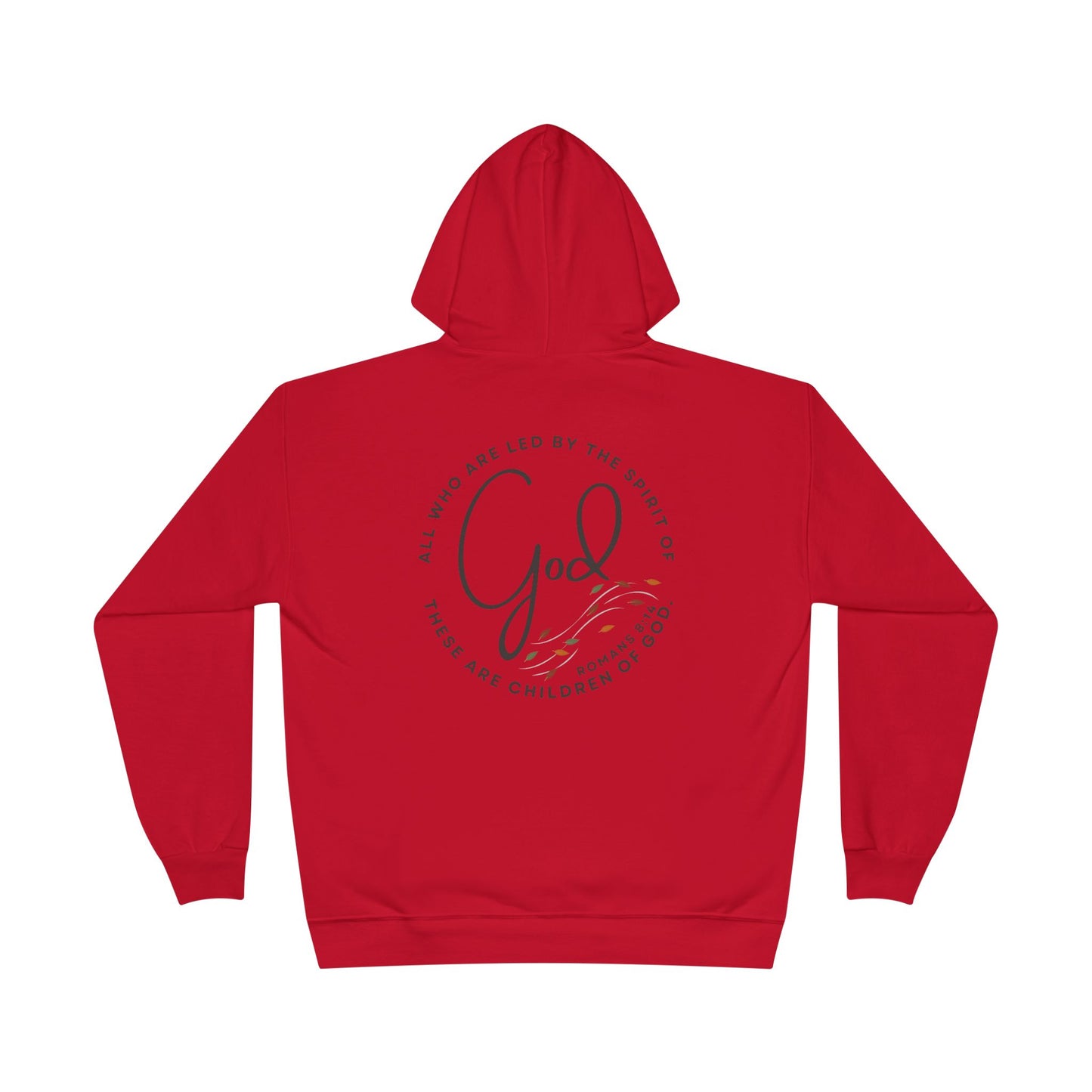 Red Spirit Lead Me hoodie with God and scripture design on the back from Logos Co.