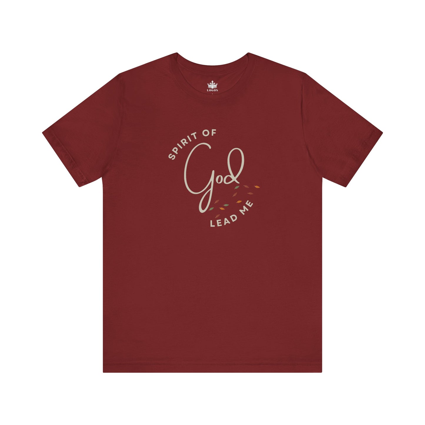 Cardinal red Spirit Lead Me shirt with Spirit of God text printed on front by Logos