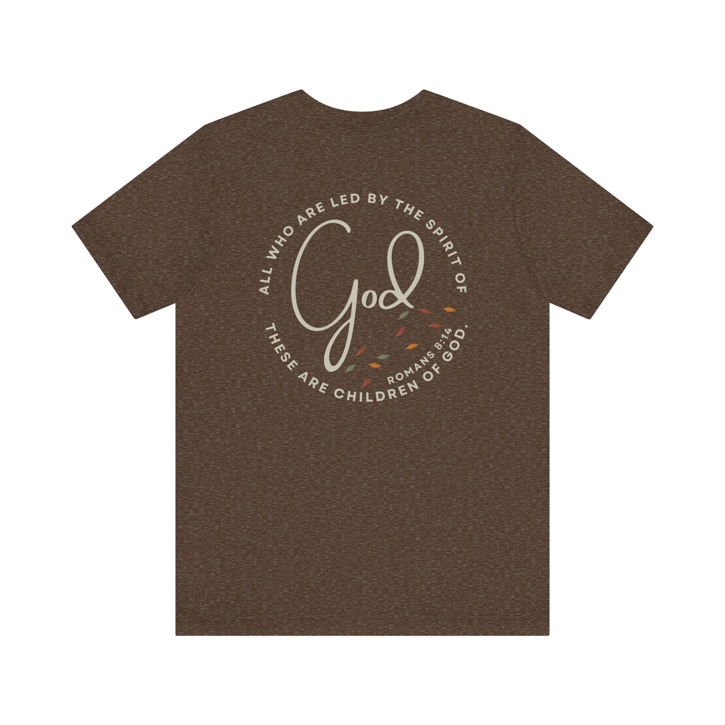 Logos heather brown Spirit Lead Me shirt with God text and inspirational Bible verse design