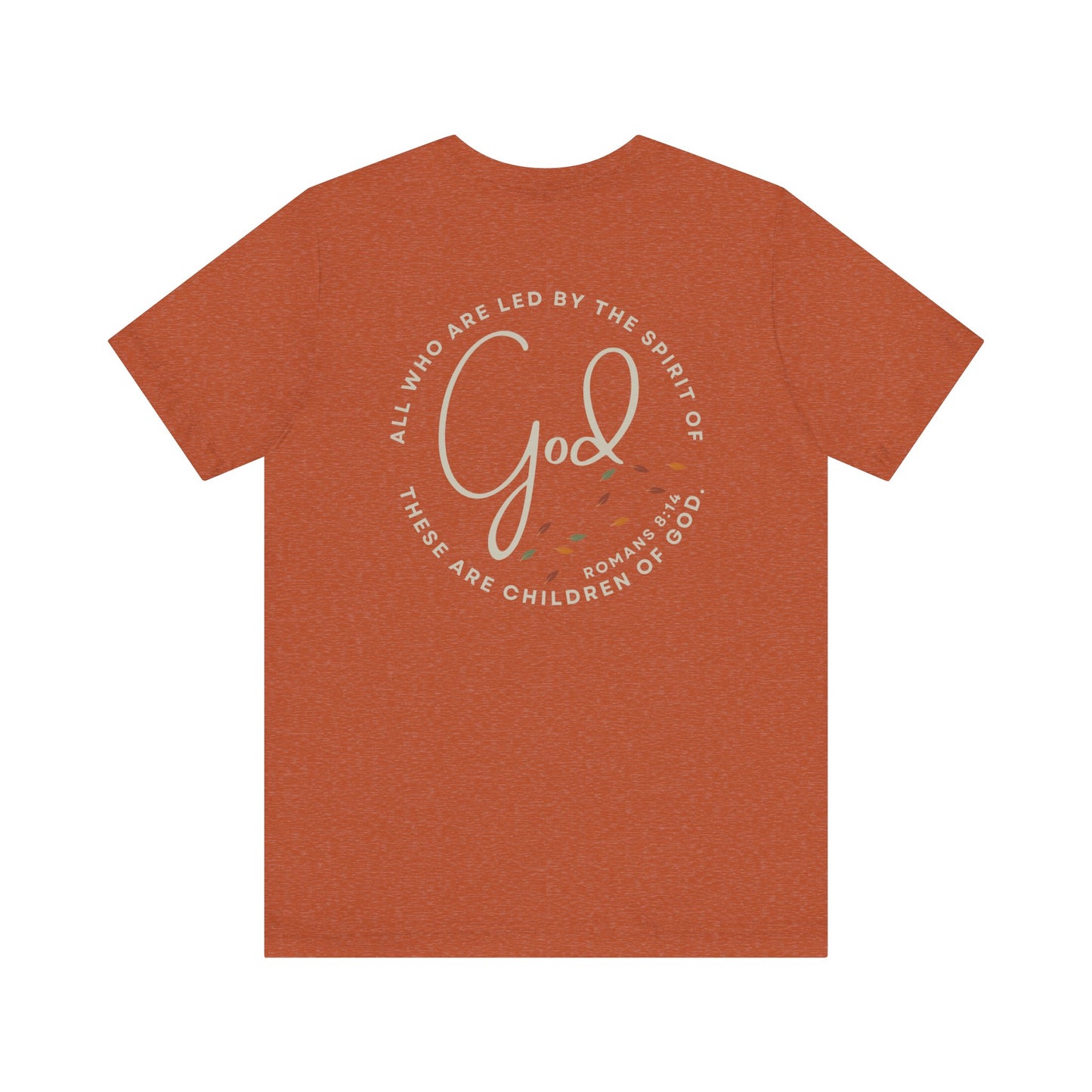 Logos Spirit Lead Me shirt in rust color with inspirational God scripture design on the back