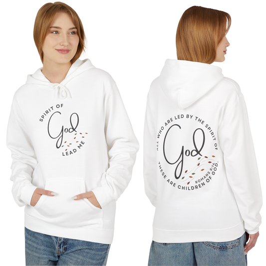 White Spirit of God hoodie featuring inspirational text on front and back for a stylish look
