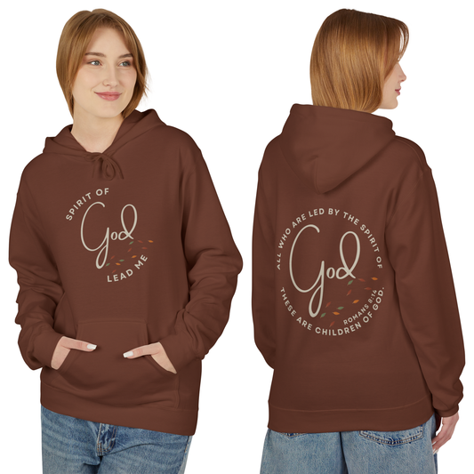 Spirit of God Lead Me sweatshirt in brown with a cozy hood and front pockets for comfort