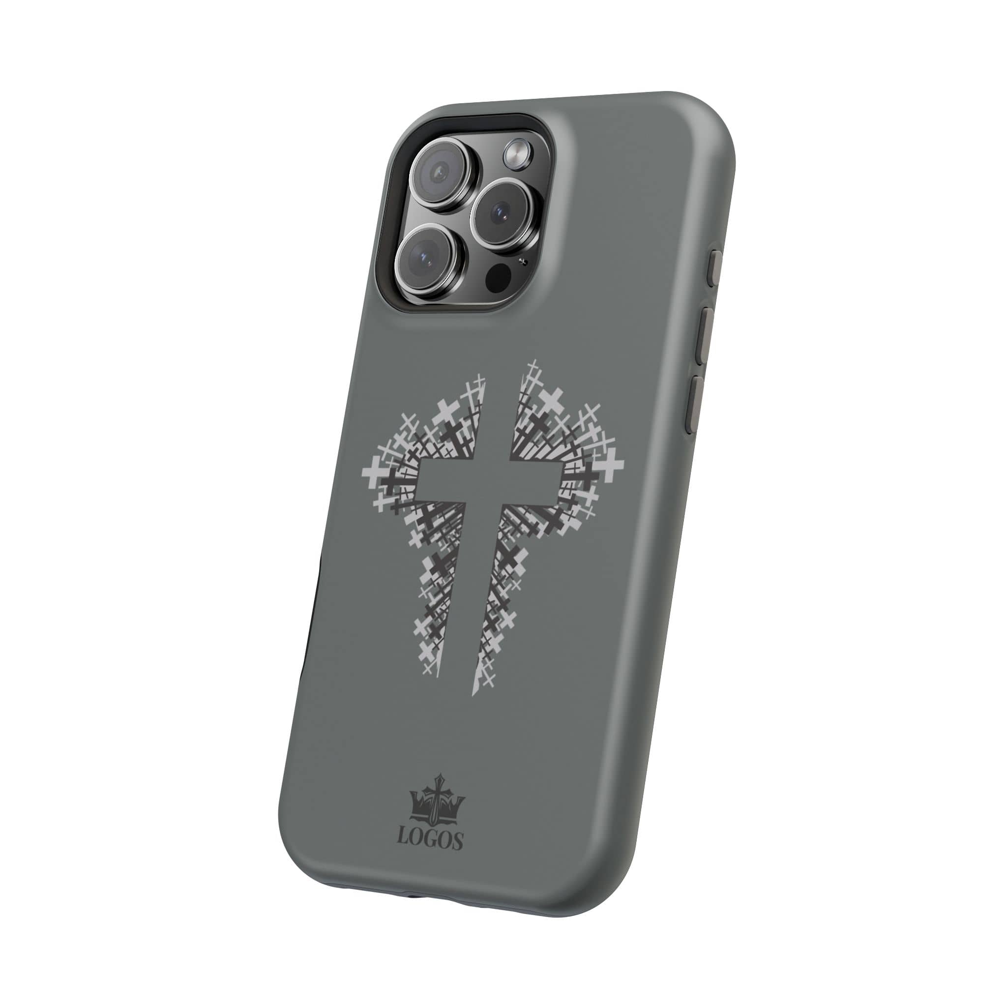iPhone Case Magnetic Impact Resistant Cross Design Dark Grey