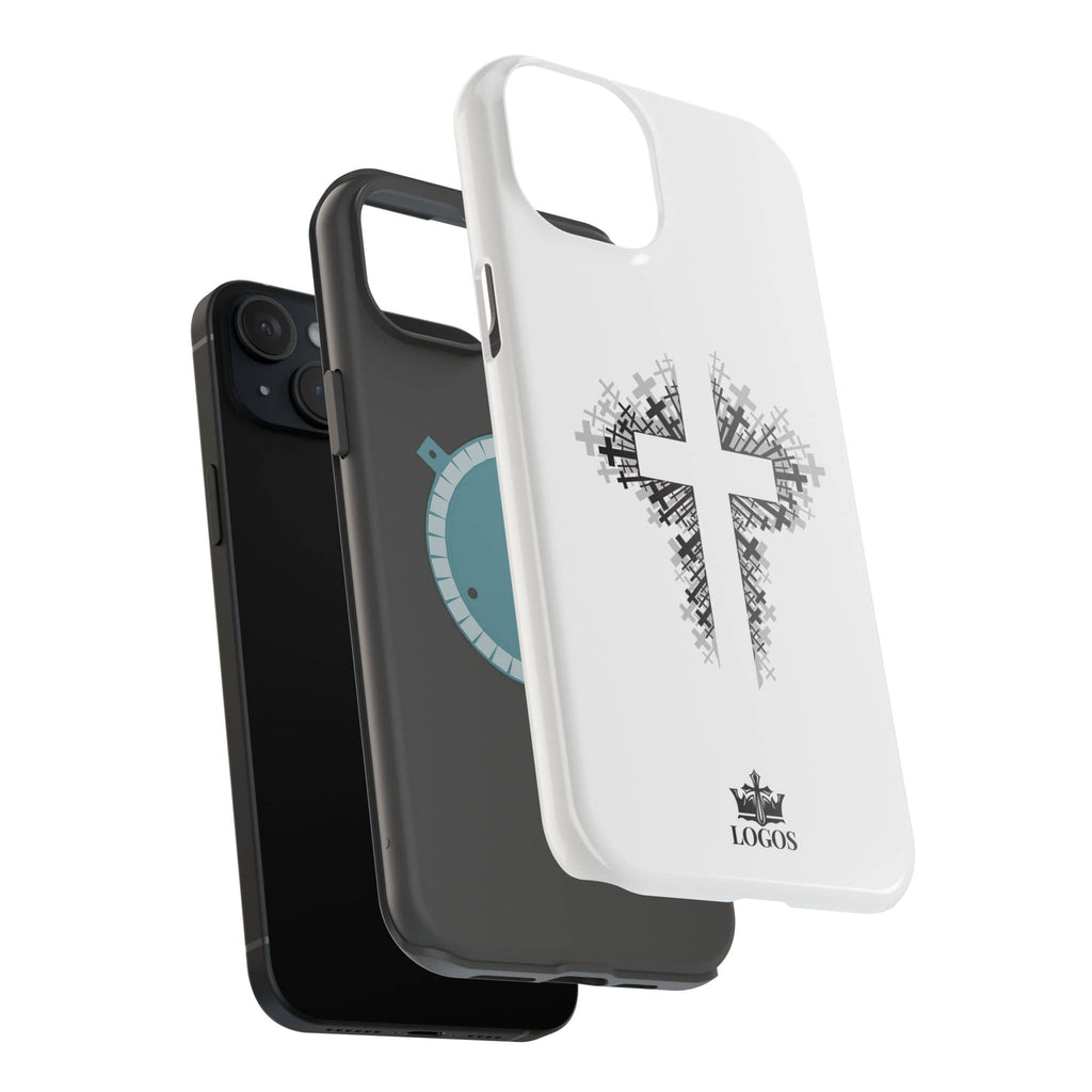 Cross Design Magnetic Impact Resistant Phone Case White