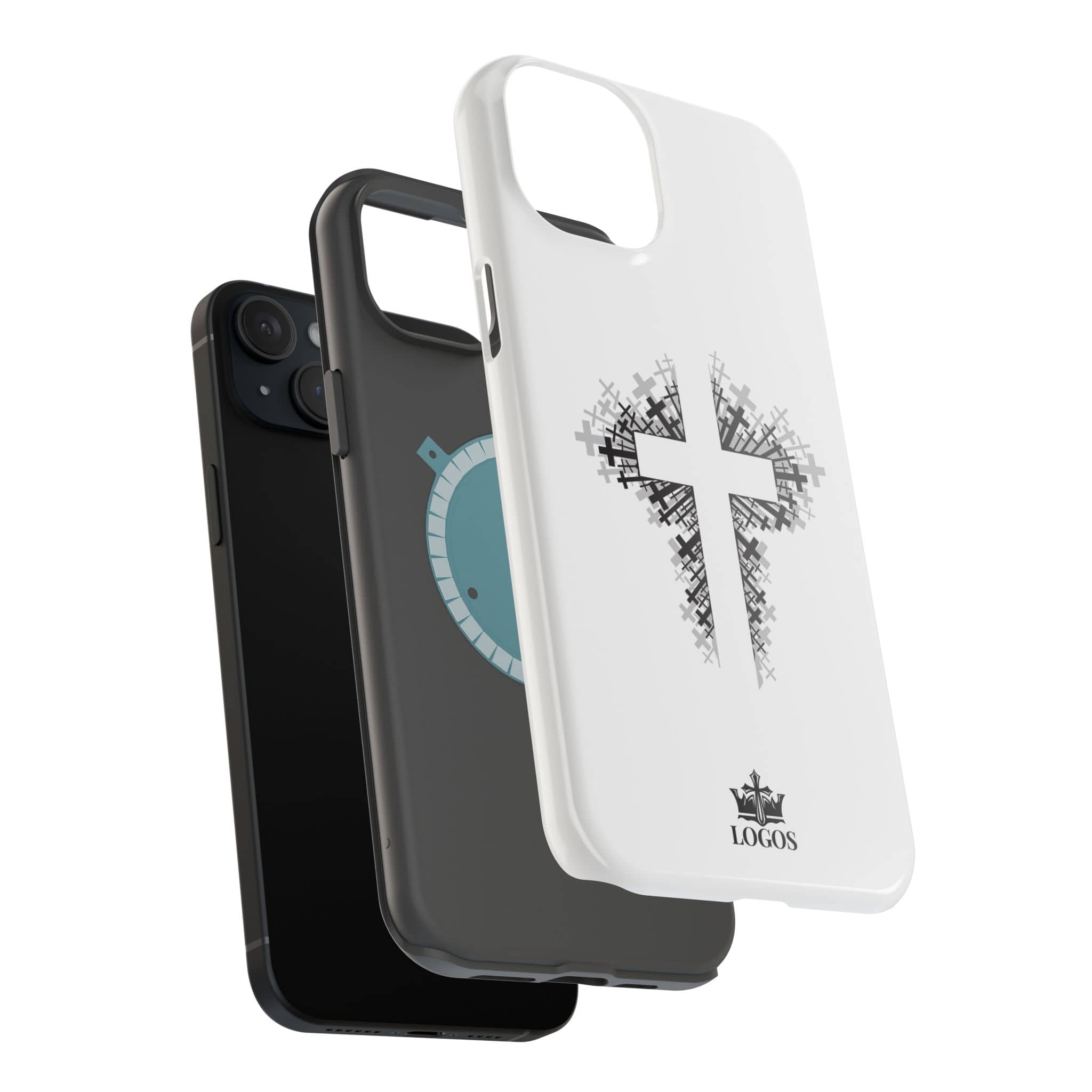 Cross Design Magnetic Impact Resistant Phone Case White