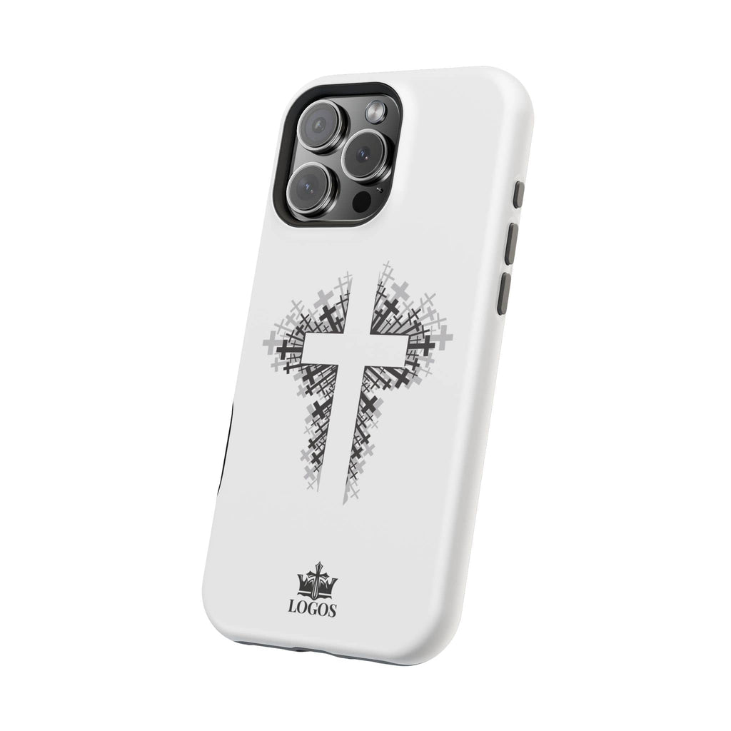 Cross Design Magnetic Impact Resistant Phone Case White