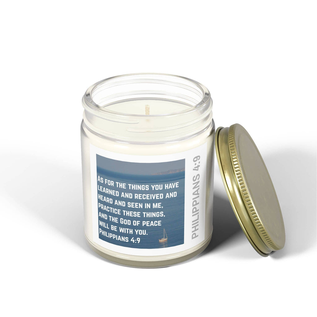 Eco-Friendly Christian Candle with Philippians 4:9 Scripture