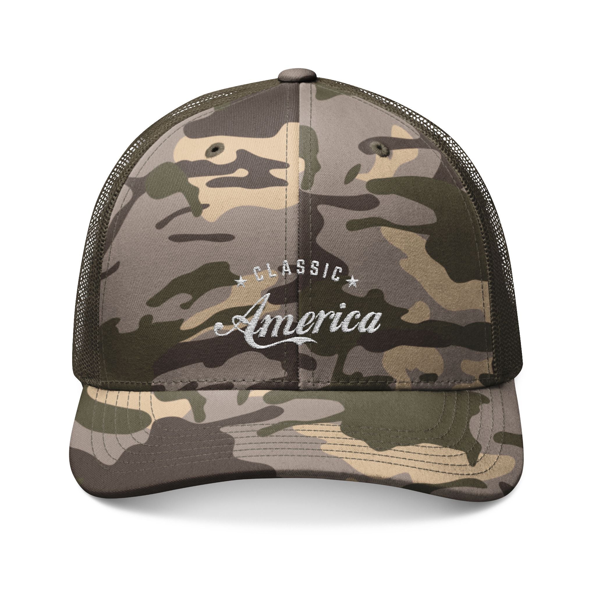 "Classic America" —  Embroidered Camouflage Trucker Hat
