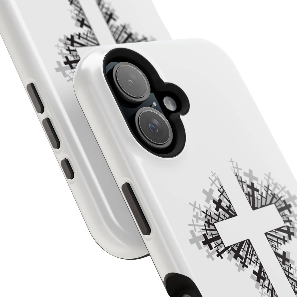 Cross Design Magnetic Impact Resistant Phone Case White