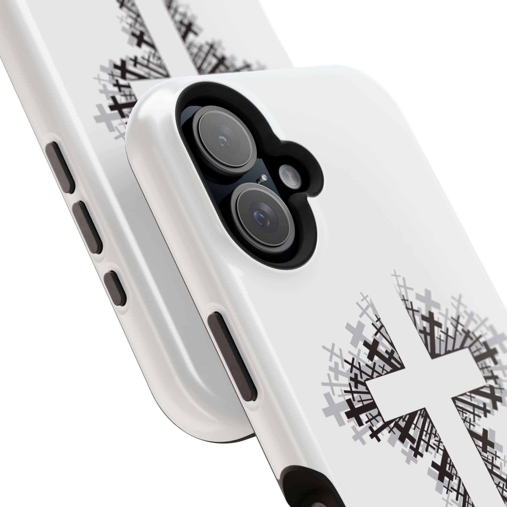 Cross Design Magnetic Impact Resistant Phone Case White