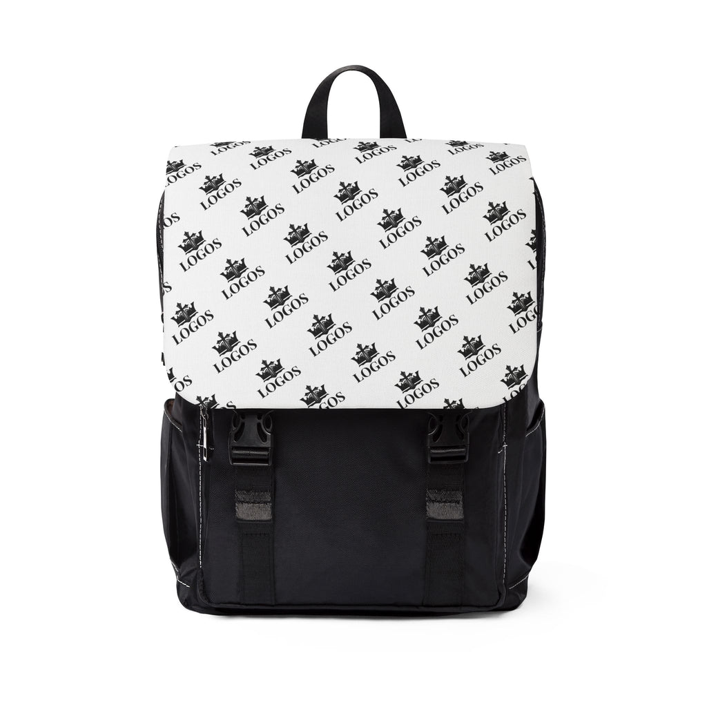 "Logos Backpack" — Black & White Logo Casual Daypack