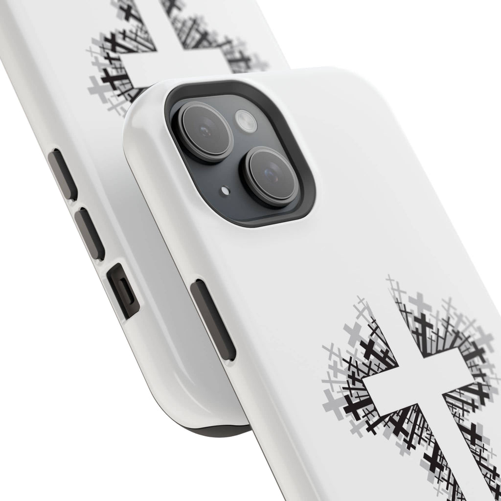 Cross Design Magnetic Impact Resistant Phone Case White