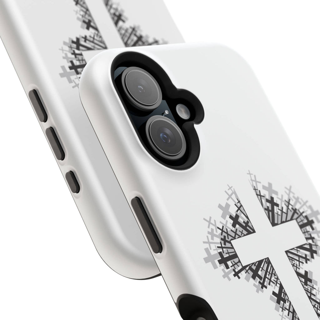 Cross Design Magnetic Impact Resistant Phone Case White