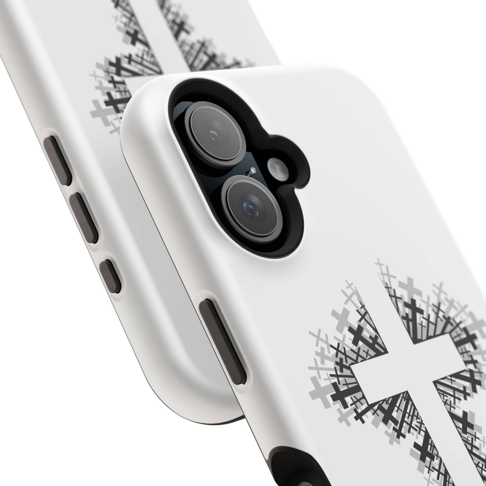 Cross Design Magnetic Impact Resistant Phone Case White
