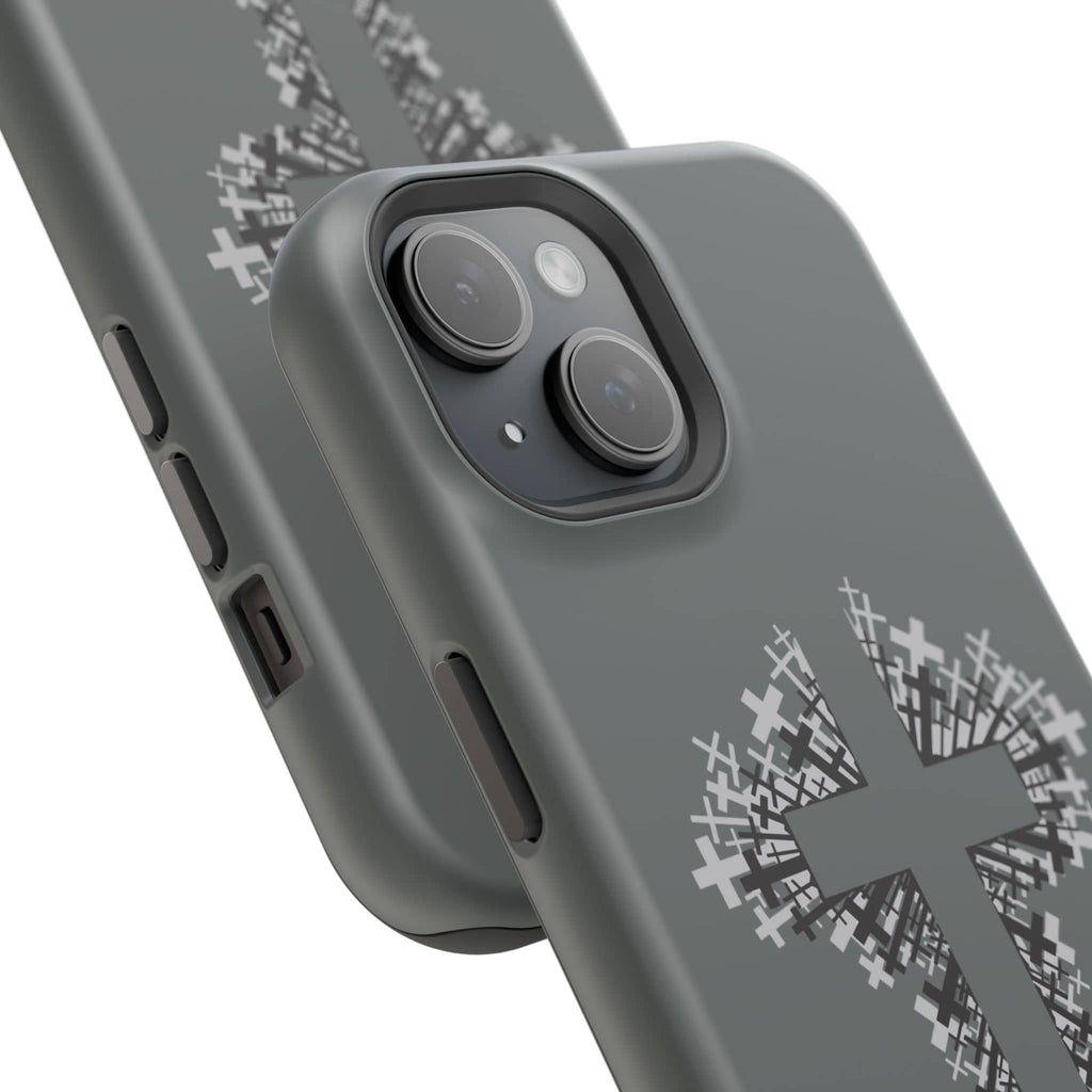 iPhone Case Magnetic Impact Resistant Cross Design Dark Grey