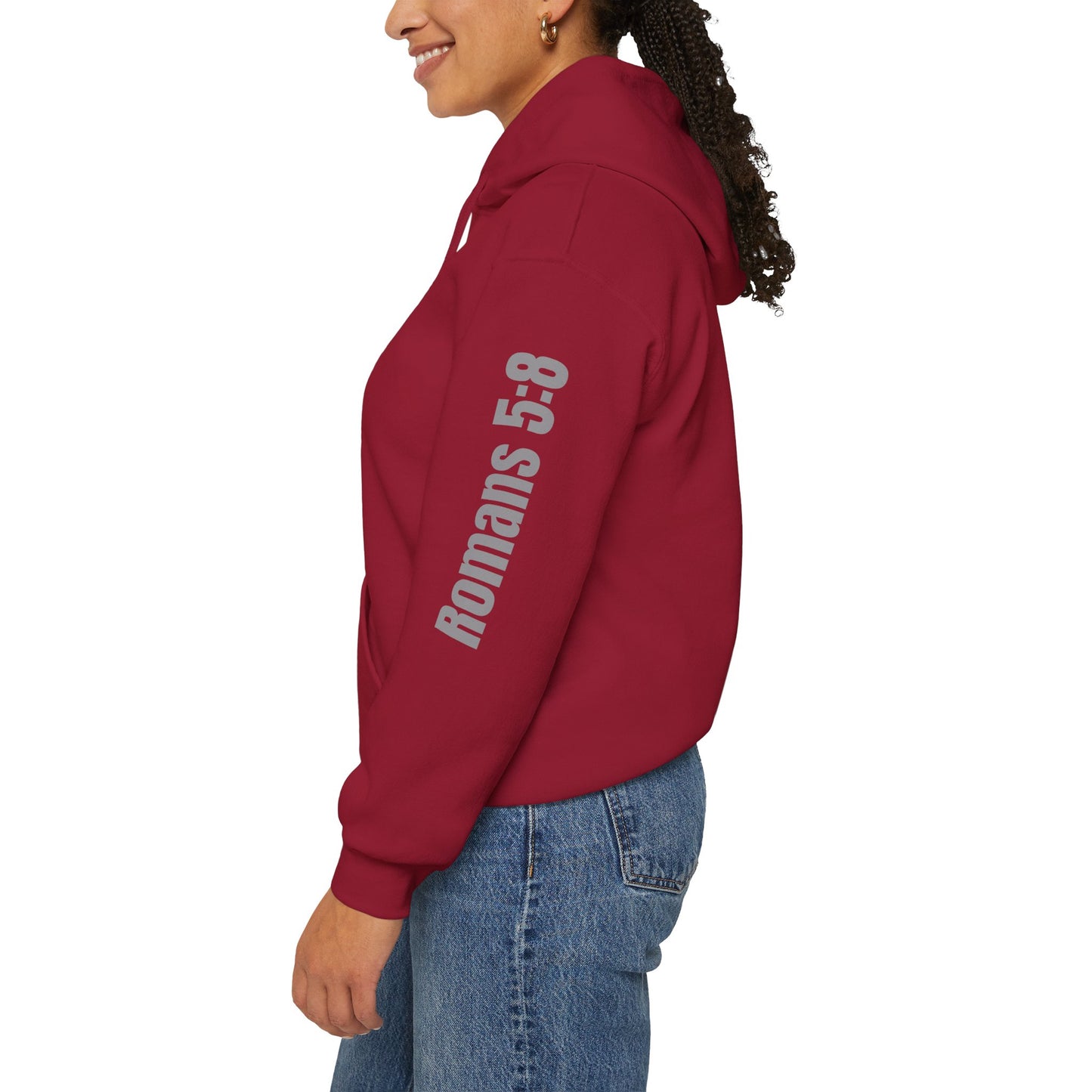 Romans 5:8 Christian Scripture Hoodie