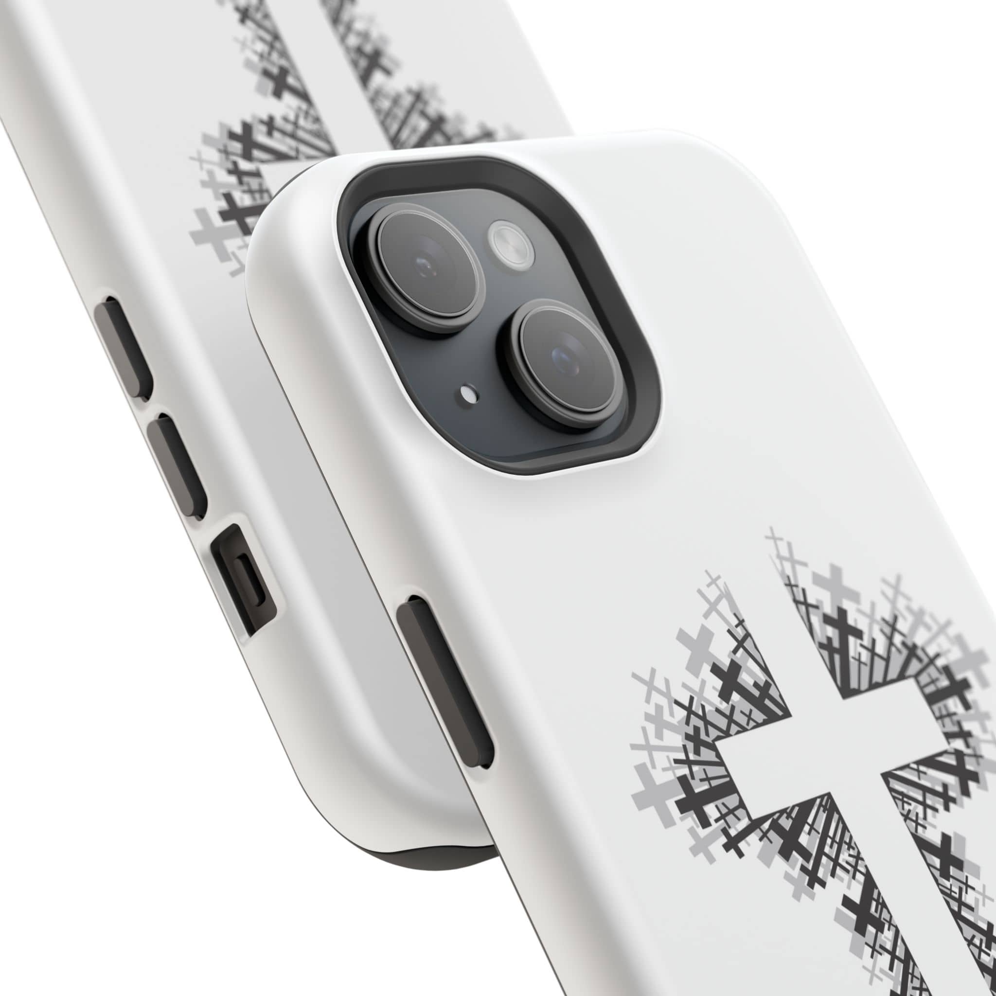 Cross Design Magnetic Impact Resistant Phone Case White