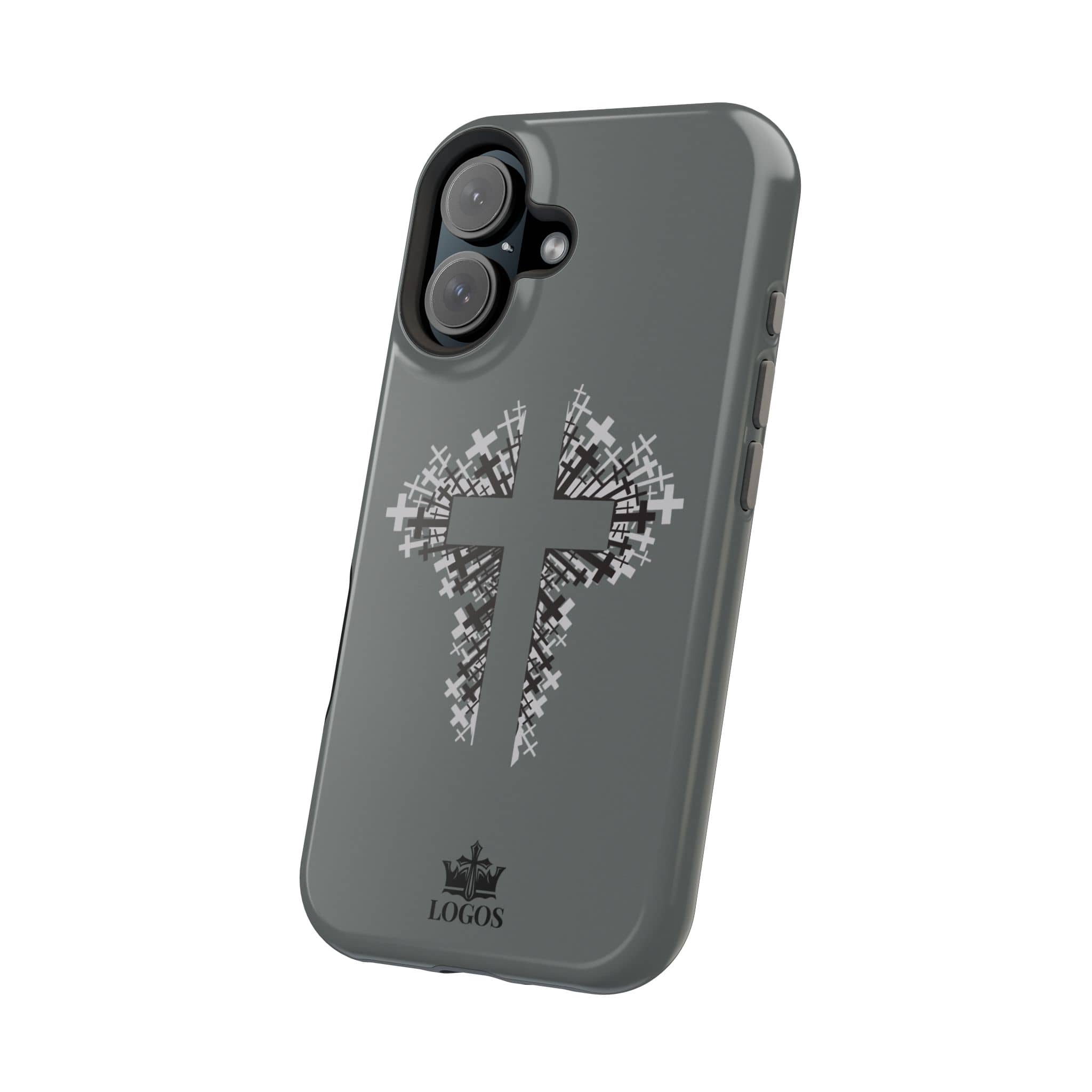 iPhone Case Magnetic Impact Resistant Cross Design Dark Grey