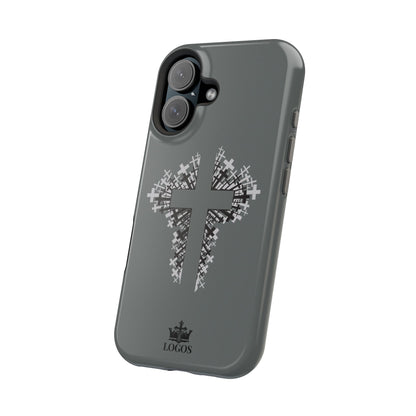 iPhone Case Magnetic Impact Resistant Cross Design Dark Grey