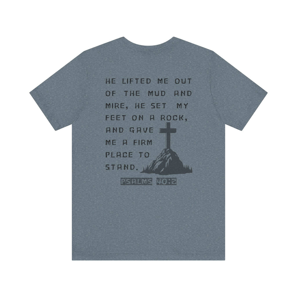 Rescued - Christian Graphic T-Shirt With Bible Verse Psalms 40:2
