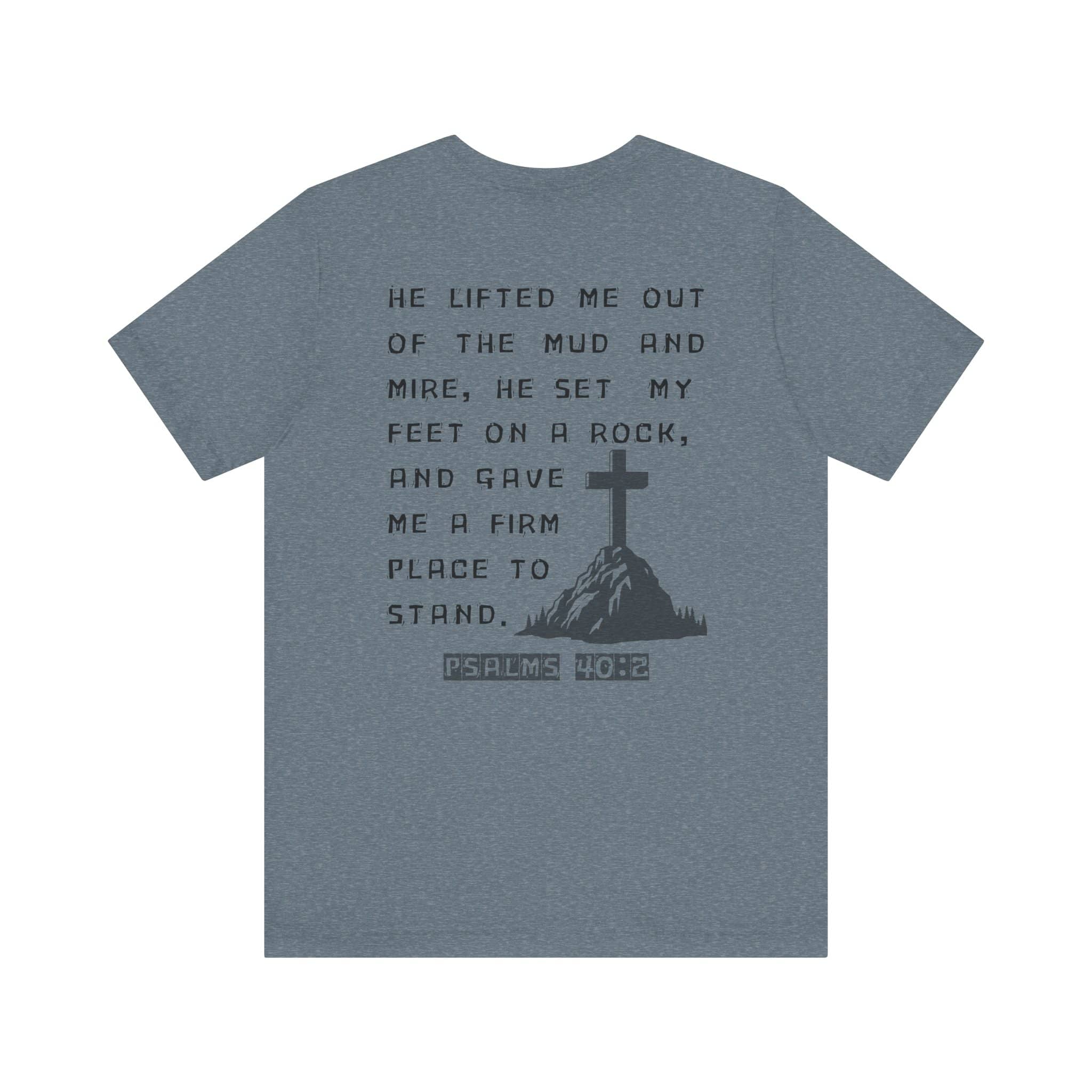 Rescued - Christian Graphic T-Shirt With Bible Verse Psalms 40:2