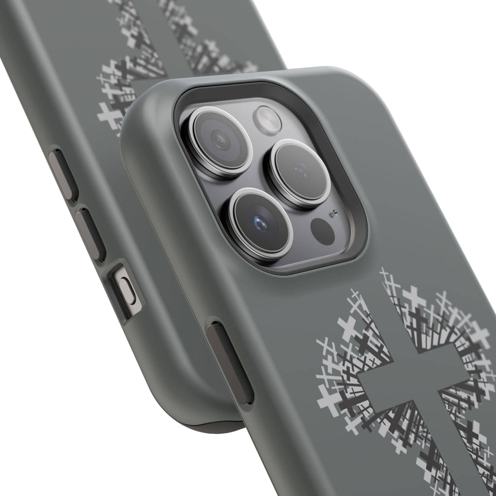 iPhone Case Magnetic Impact Resistant Cross Design Dark Grey