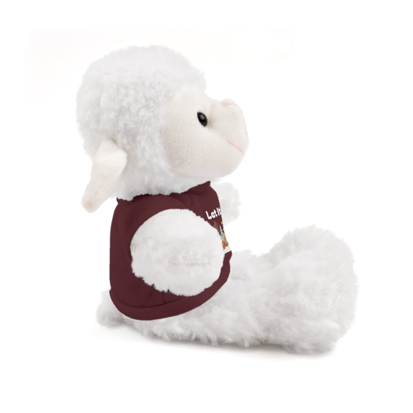 Christmas Plush Toy with "Let It Snow" Tee - Soft Cuddly Gift for Kids