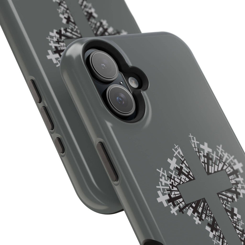 iPhone Case Magnetic Impact Resistant Cross Design Dark Grey