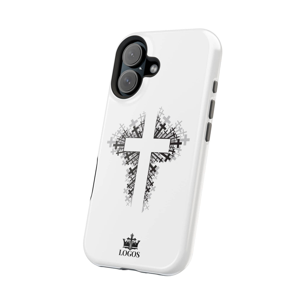 Cross Design Magnetic Impact Resistant Phone Case White