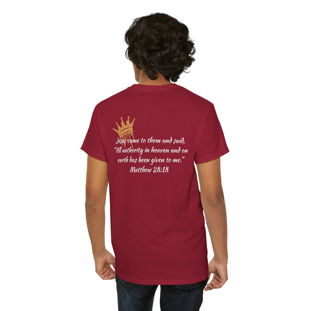 "Christ Our King" Matthew 28:18 Heavy Cotton Shirt
