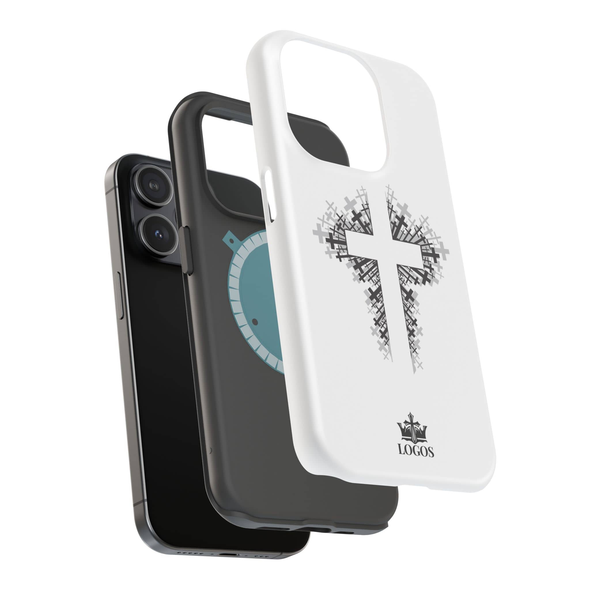 Cross Design Magnetic Impact Resistant Phone Case White