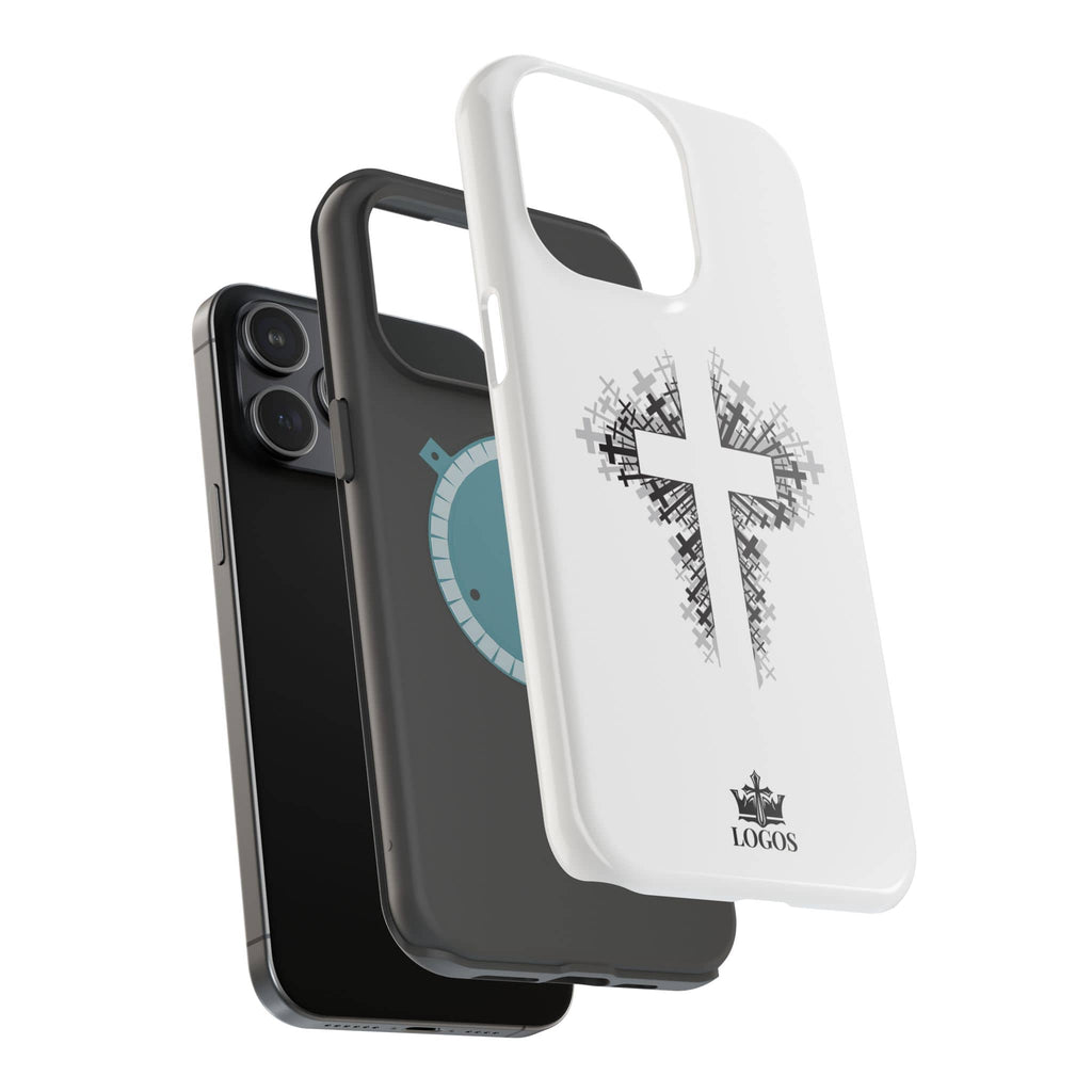 Cross Design Magnetic Impact Resistant Phone Case White