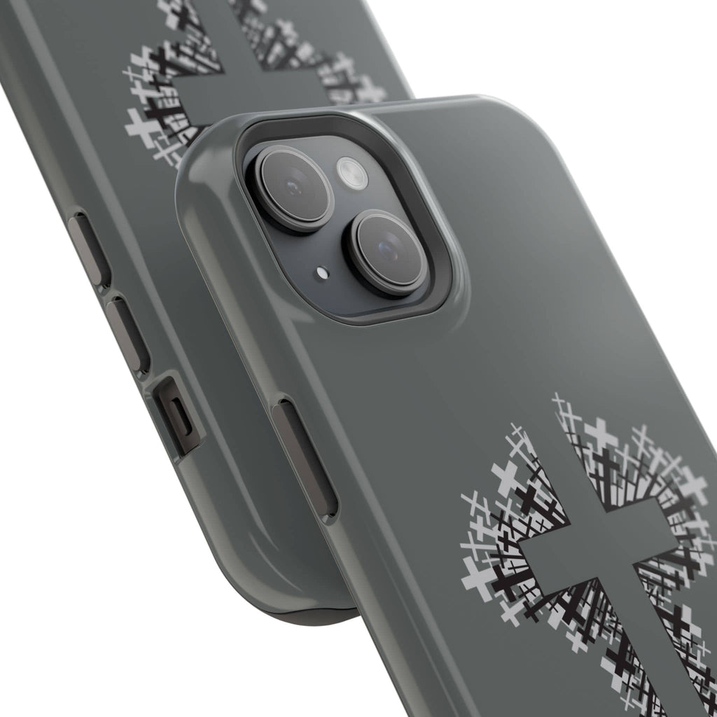 iPhone Case Magnetic Impact Resistant Cross Design Dark Grey