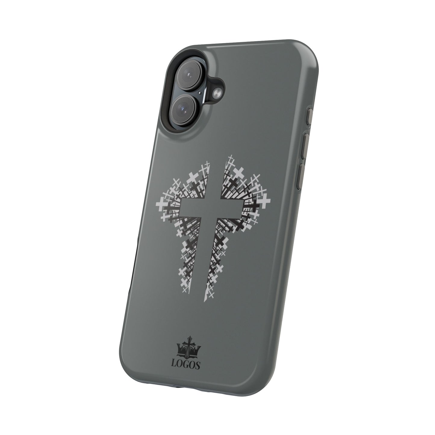 iPhone Case Magnetic Impact Resistant Cross Design Dark Grey