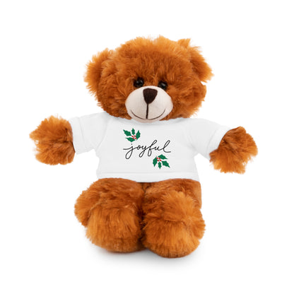 Plush Toy with "Joyful" Christmas Tee - Soft Cuddly Gift for Kids