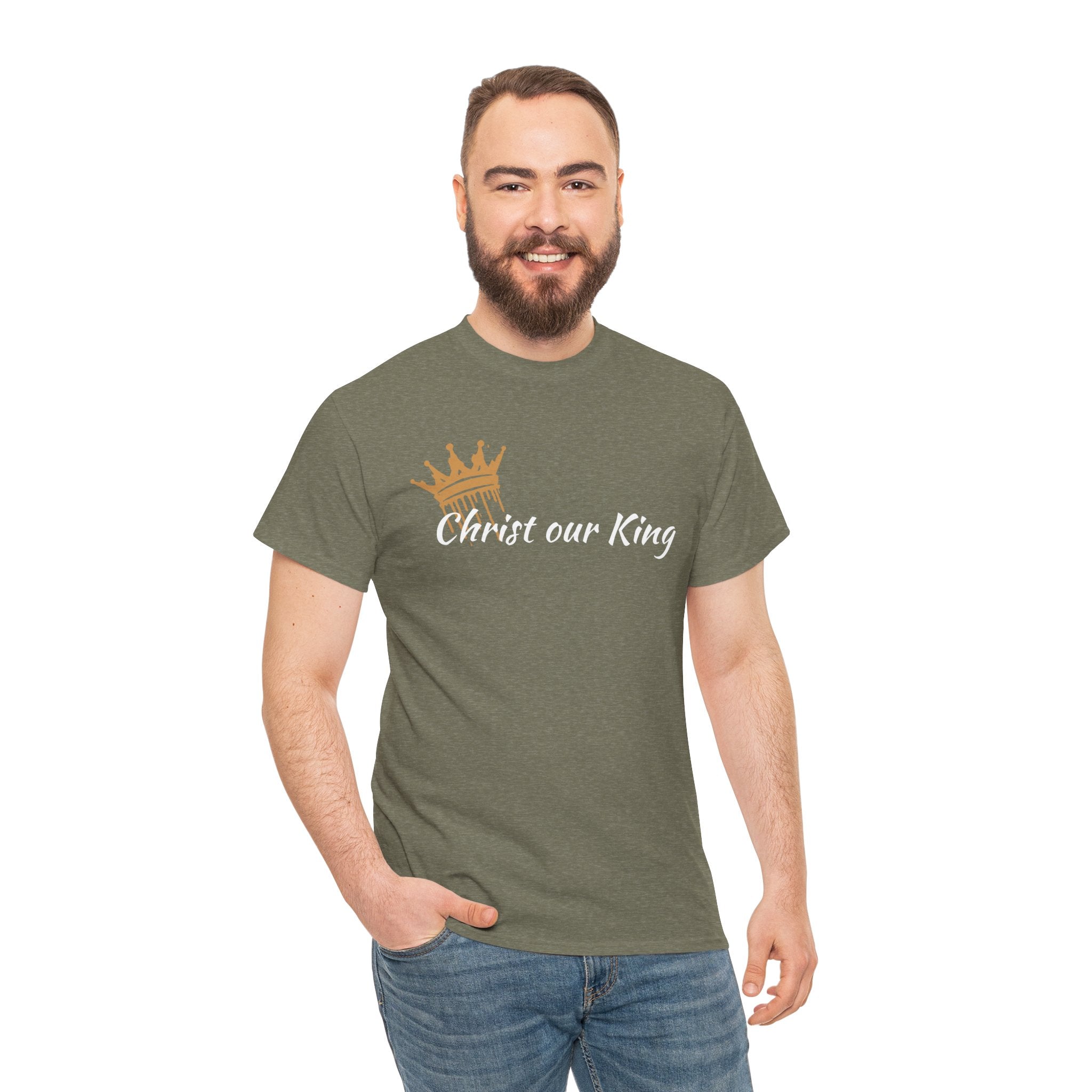 "Christ Our King" Matthew 28:18 Heavy Cotton Shirt