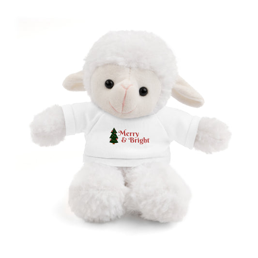 "Merry & Bright" Tee- Christmas Plush Toy - Soft Cuddly Gift for Kids