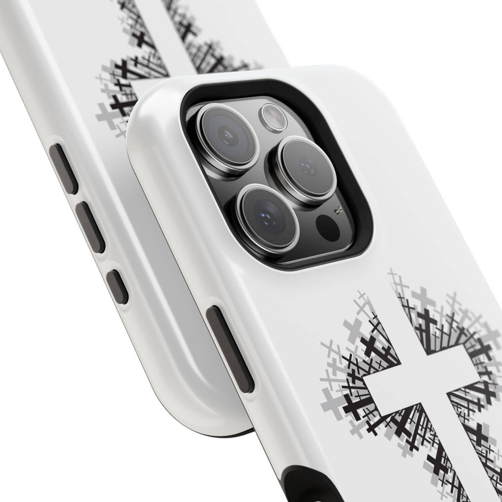 Cross Design Magnetic Impact Resistant Phone Case White