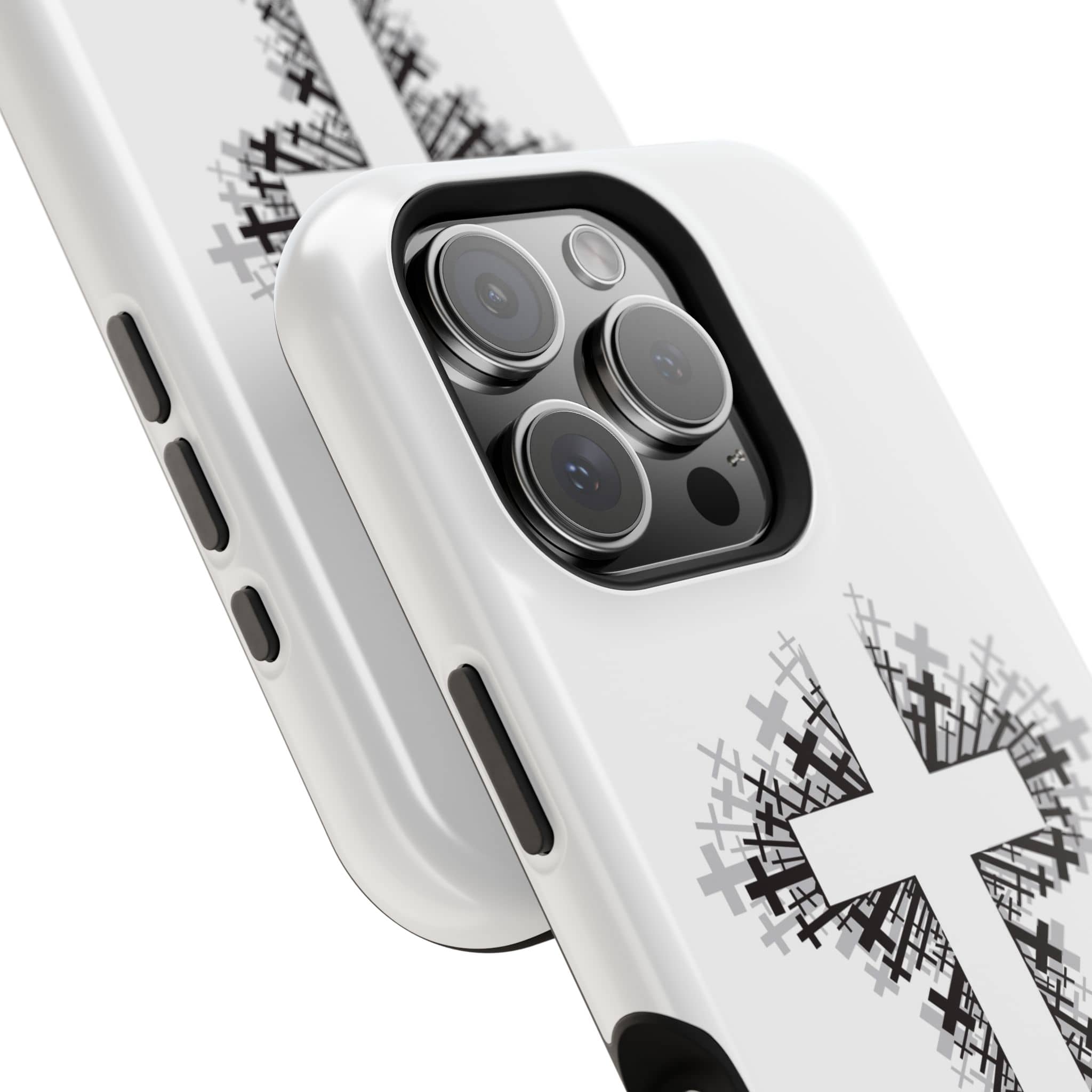 Cross Design Magnetic Impact Resistant Phone Case White
