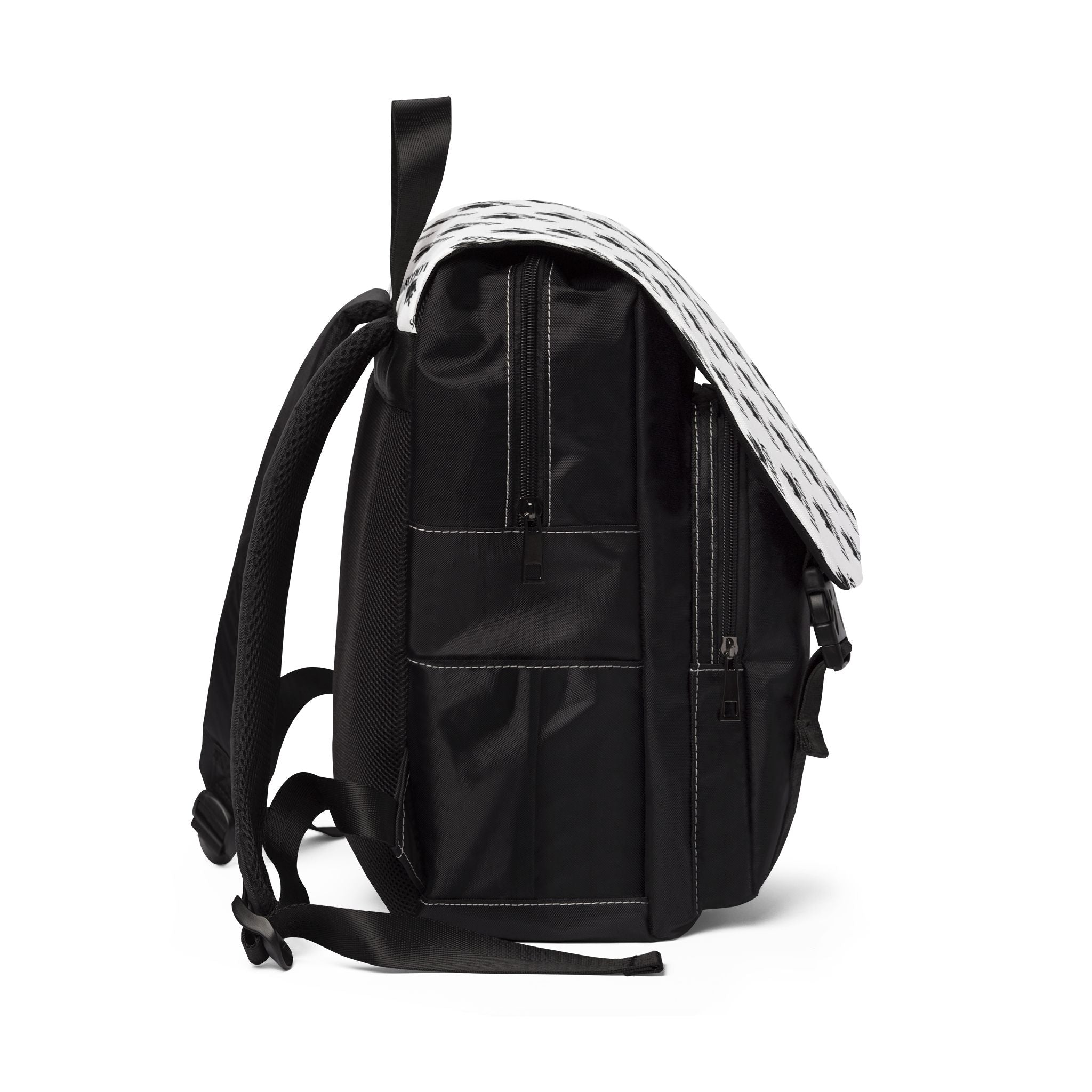 "Logos Backpack" — Black & White Logo Casual Daypack