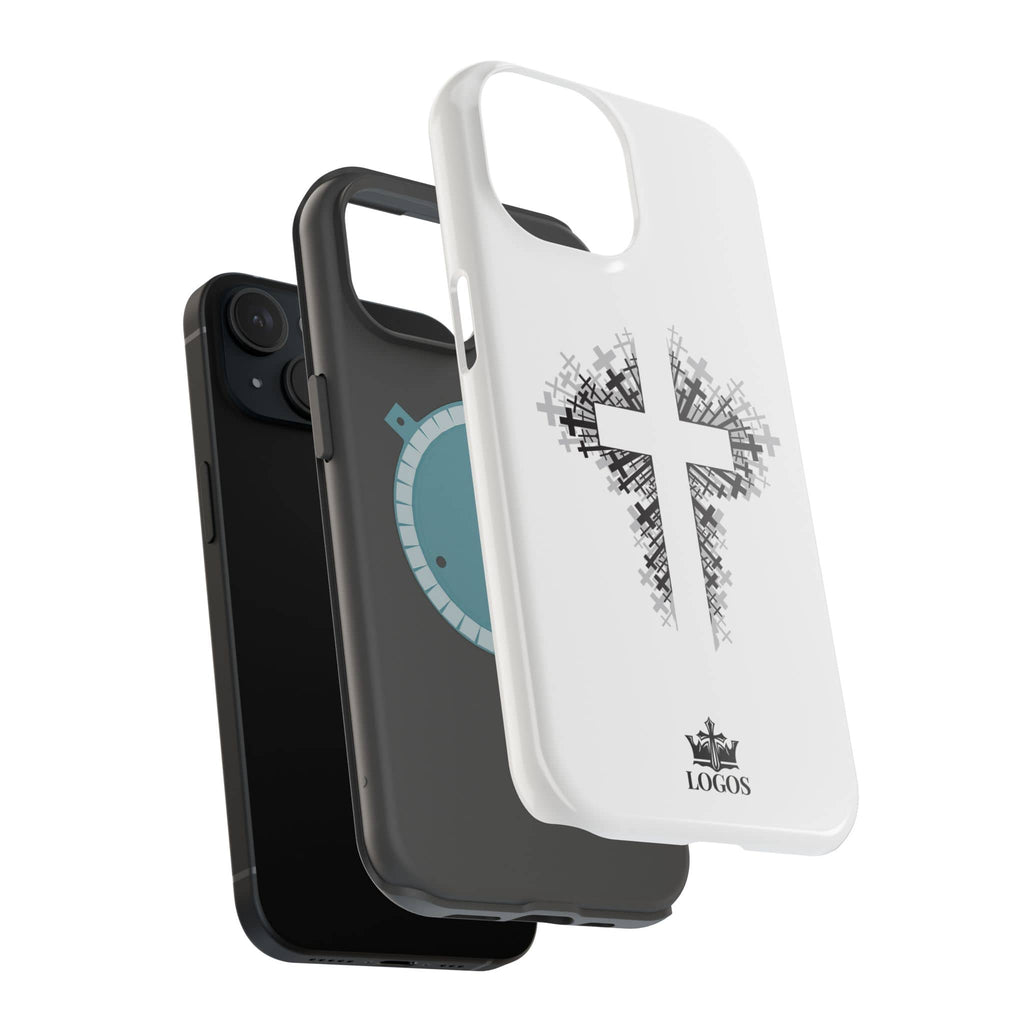 Cross Design Magnetic Impact Resistant Phone Case White