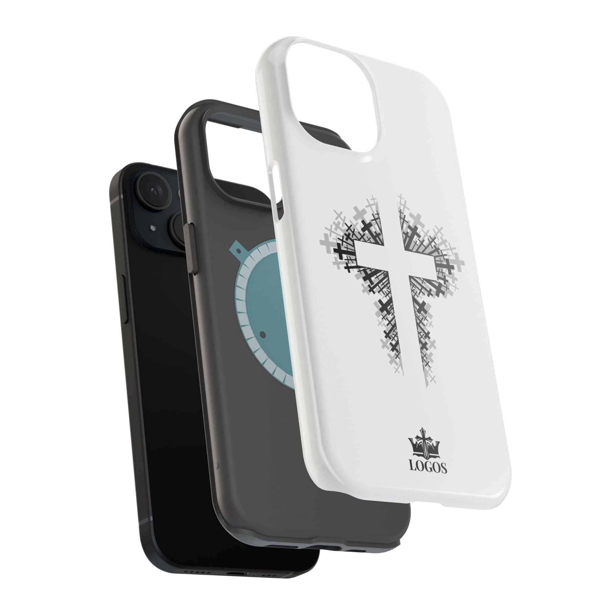 Cross Design Magnetic Impact Resistant Phone Case White