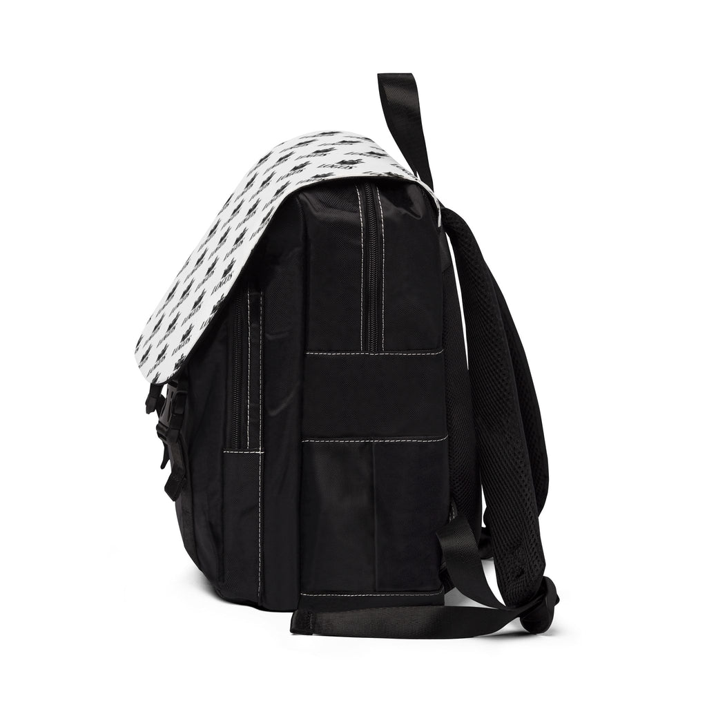 "Logos Backpack" — Black & White Logo Casual Daypack