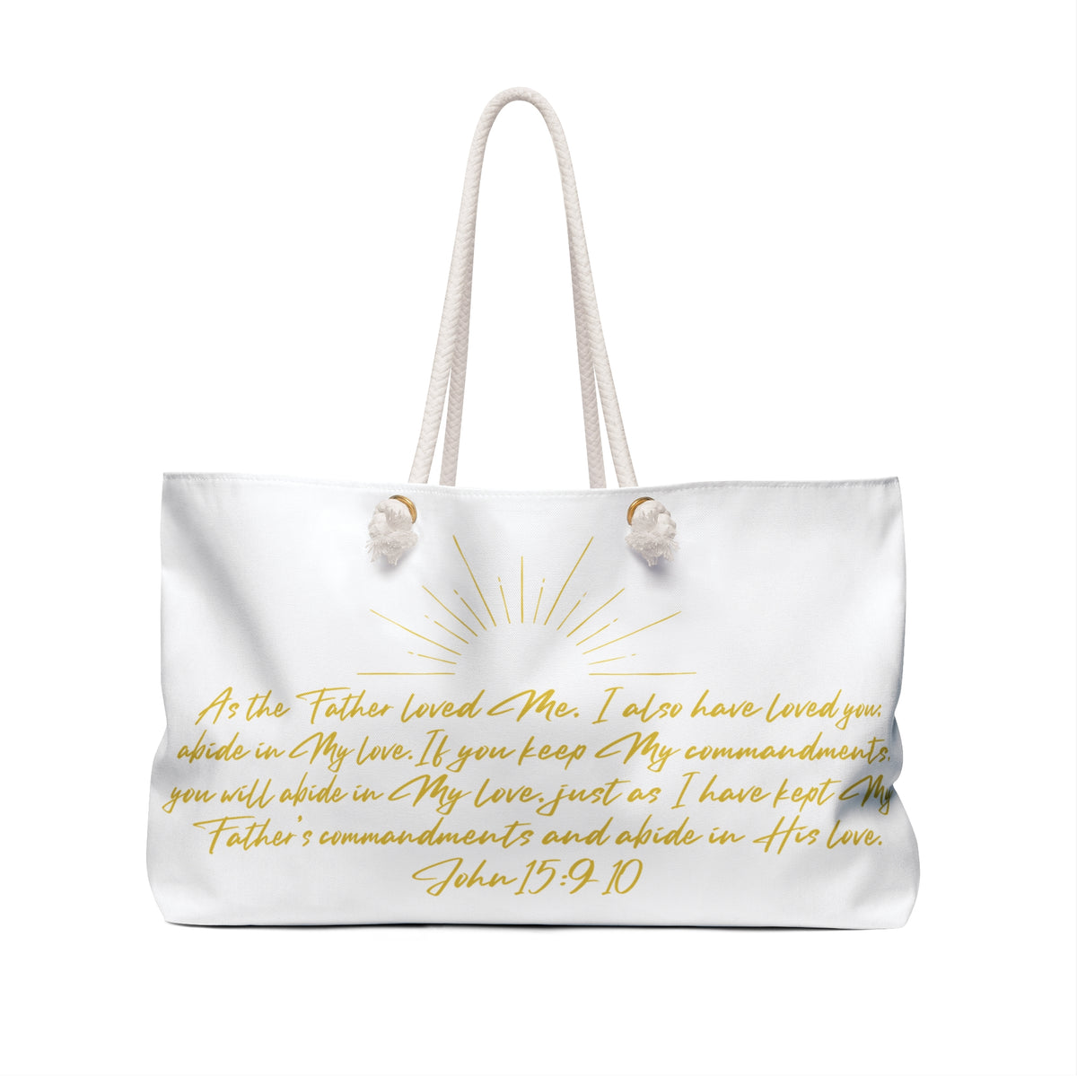 Loved Weekender Bag — Inspirational Christian Travel Tote with 'Loved' & John 15:9 Verse